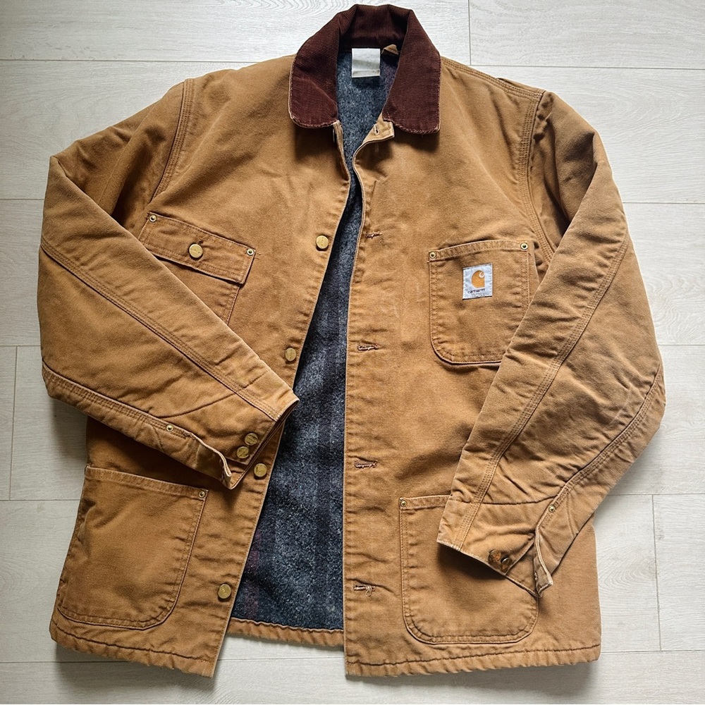 Vtg Carhartt Barn Chore Field Jacket Canvas Blanket Lined Made In USA 90s - Picture 11 of 16